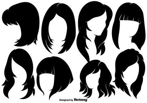Beautiful Woman With Hairstyles Silhouettes Vector Elements Choose From Thousands Of Free