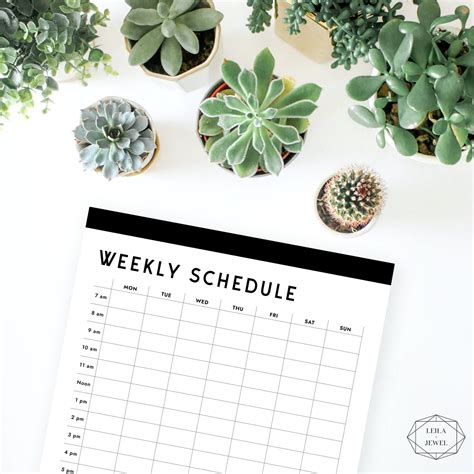 Printable Weekly Schedule Minimal Weekly Planner Fillable Etsy