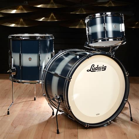 Ludwig Club Date Vintage 121420 3pc Drum Kit Bluesilver Duco Drums