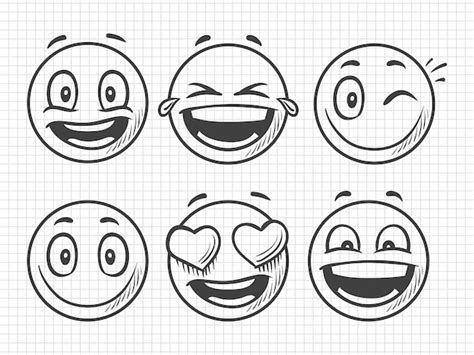 Free Vector Hand Drawn Emoji Doodle Emoticons Smile Face Sketch And