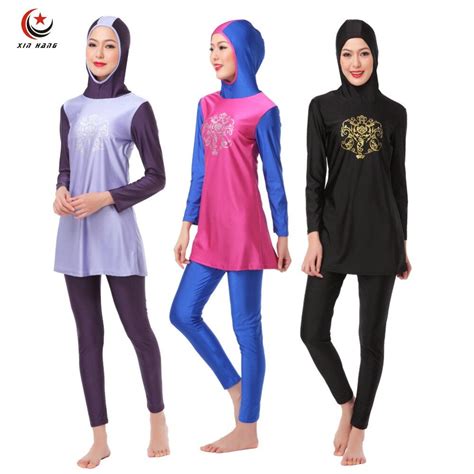 Womens Full Cover Muslim Swimwears Islamic Swimsuits For Ladies Arab