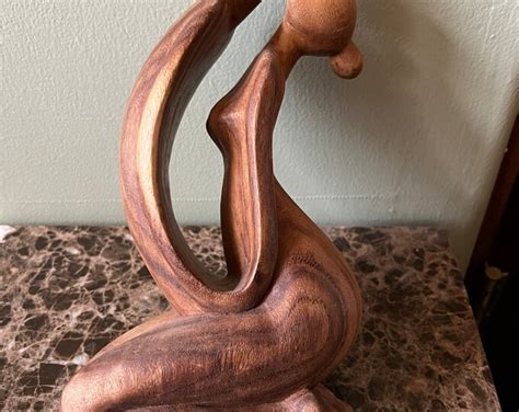 Abstract Wood Carving Nude Couple Kissing Etsy