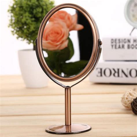 Vintage Double Side Makeup Mirror Stand Magnifying Oval Round Desktop