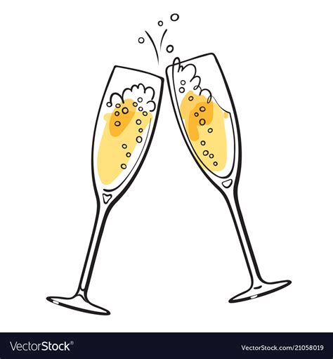 Two Sparkling Glasses Of Champagne Royalty Free Vector Image