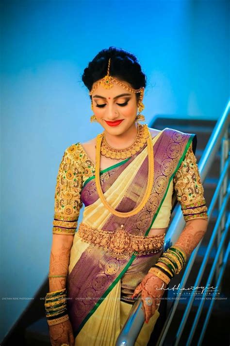Pin By Almeenayadhav On Brides N Blouse Hindu Bride Bridal Silk Saree Bridal Wear