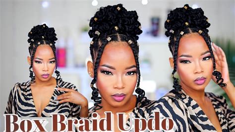 Box Braids Updo Inspirational Videos Braided Updo Knotless Updos Black Hair Natural Hair