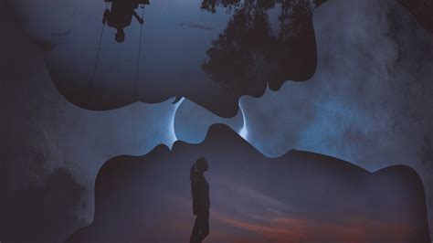 Couple Wallpaper 4k Lonely Silhouette Eclipse