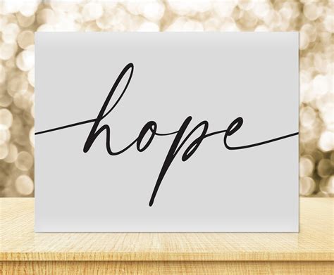 Hope Word Art Print Hope Cursive Script Font Wall Art Etsy