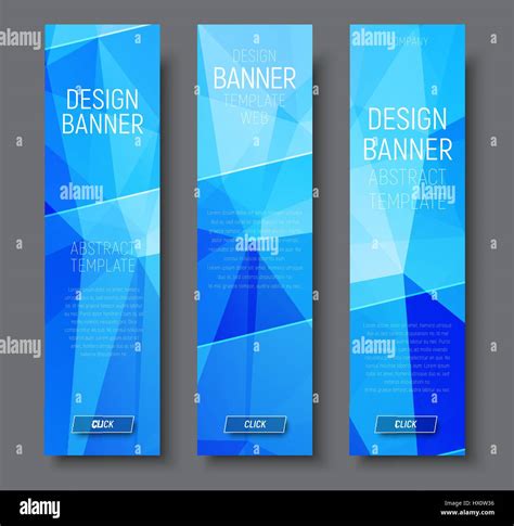 Design Vertical Banners With Abstract Blue Polygonal Background And