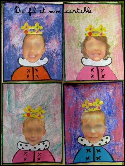 Portraits de Rois et Reines Technique du pastel craquelé Kids art