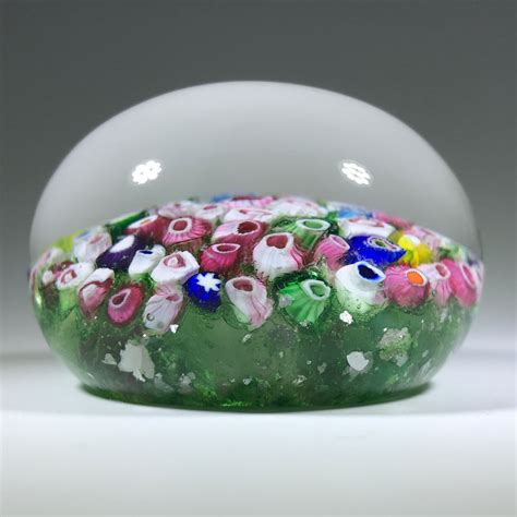 Rare Antique Riedel Art Glass Paperweight Closepack Millefiori On Gree The Paperweight Collection