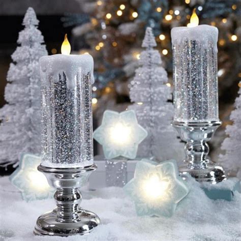 Led Water Candle With Glitter Usb Rechargeable Color Changing