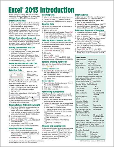 Microsoft Excel 2013 Introduction Quick Reference Guide Cheat Sheet Of