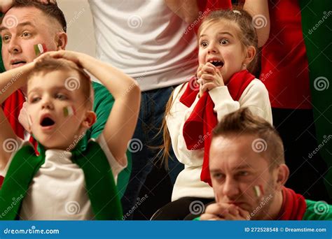 Tense Moment Football Soccer Fans Emotionally Cheering Up Favourite