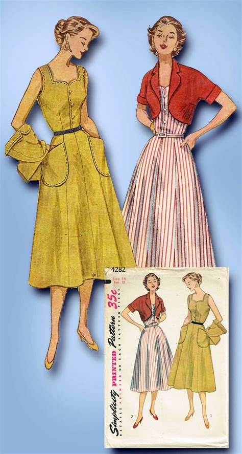 1950s Misses Simplicity Sewing Pattern 4282 Uncut Misses Sun Dress Siz
