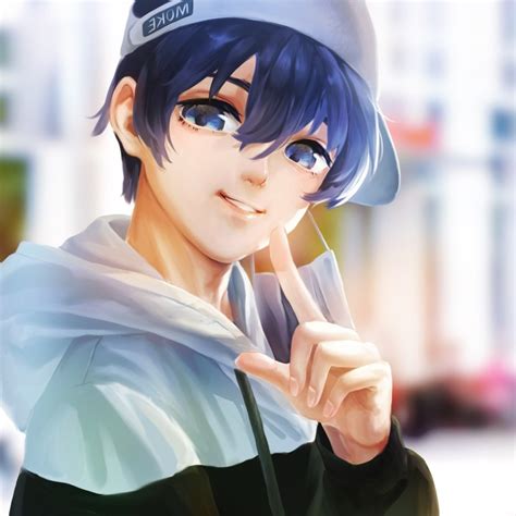 Wallpaper Smiling Zhiyu Moke Vocaloid Handsome Anime Boy Hat