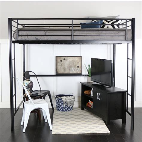 Its sturdy rectilinear frame is of black coated square metal tubes. Best Full Size Loft Beds For Adults and Heavy People.