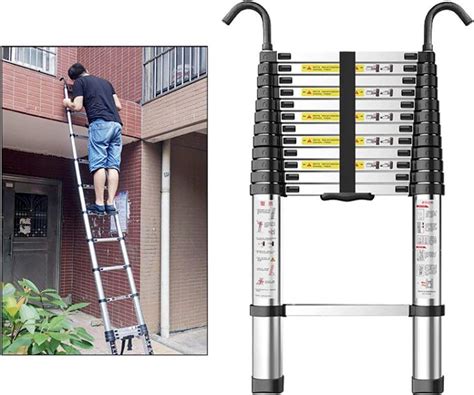 Telescoping Ladder With Hooks 17202326 Ft Tall Non Slip Extension