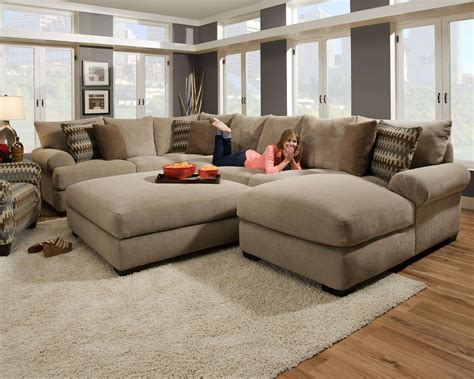 Cleavon ii red linen sectional sofa with pillows by acme. 30 Inspirations of Sectional Sofa With Oversized Ottoman