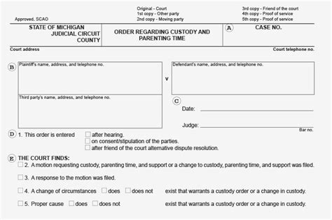 Michigan Child Custody Forms Pdf Copies And Descriptions