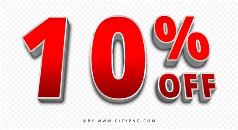 10 Percent Off Discount 3d Red Text Sign Logo Hd Png Citypng