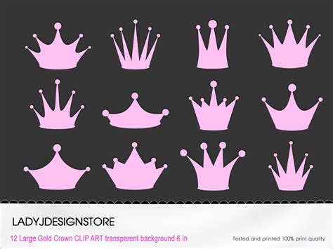 pink princess crown clipart 12 digital clipart pink crowns etsy