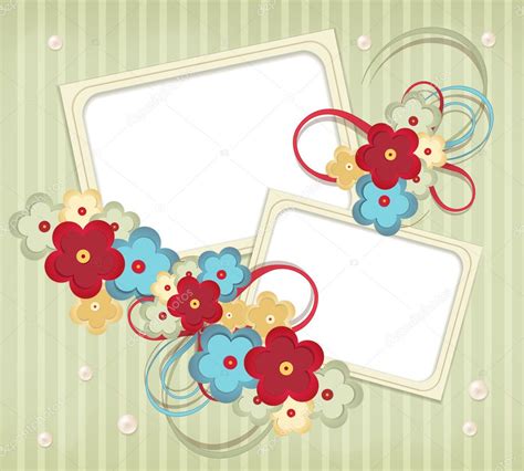 Congratulation Vector Retro Background With Ribbons Flowers Stock