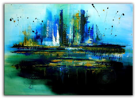 Atlantis Moderne Kunst Malerei Gruen Blau Malerei Gemälde