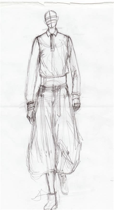 The Process First Sketch Of Male Model To Get Proportions Etc Right
