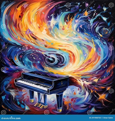 Harmonious Fusion of Celestial Elements and Musical Instruments Stock