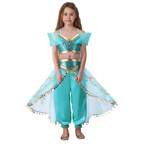 Kids Aladdin Cosplay Costume Princess Jasmine Outfit Set Party Girls