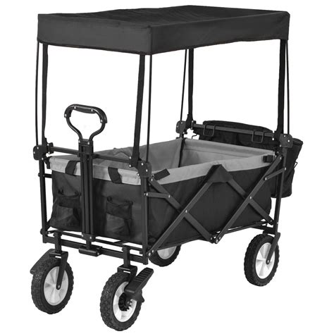 Buy Camping Trolley Garden Cart With Romovable Canopy Portable Folding