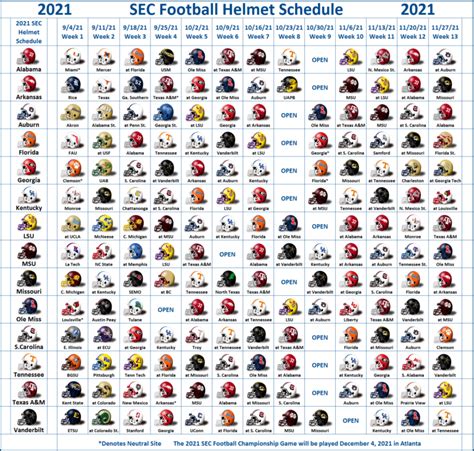 2021 Sec Football Helmet Schedule Sec Football Online