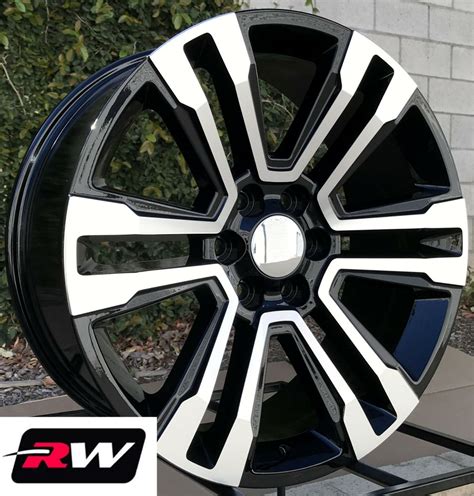 20 Inch Rw 2017 2018 Denali Wheels For Chevy Truck Machined Black Rims