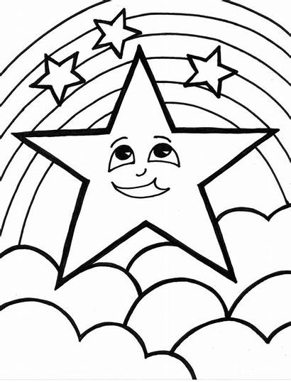 Coloring Pages Star Rainbow Flower Rainbows Colouring