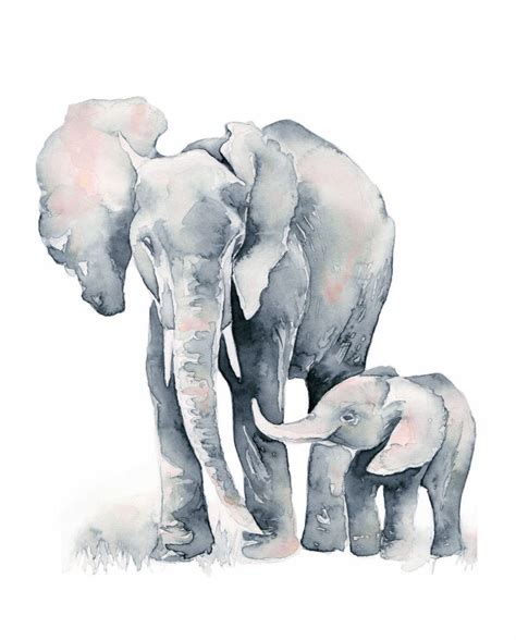 Elephant Mom And Baby Watercolor Peepsburghcom