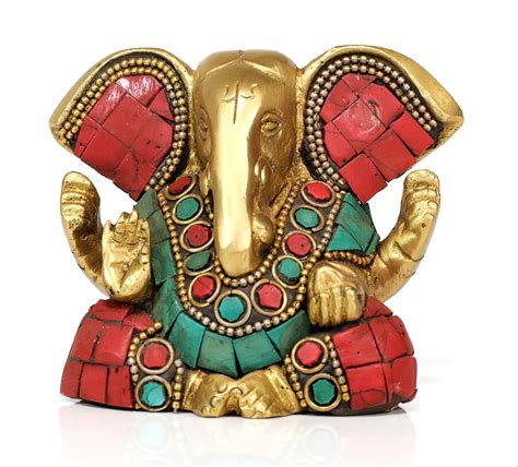 Nirmala Handicrafts Brass Blessing Kan Ganesha Statue Hindu God Idol