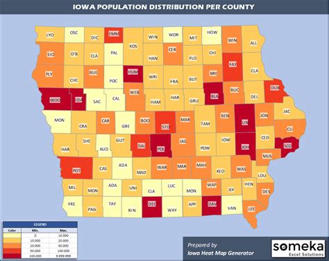 Iowa Population Map County 