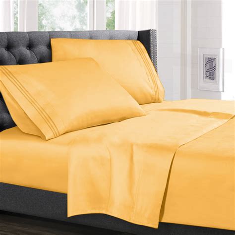 Twin Size Bed Sheets Set Yellow Luxury Bedding Sheets Set 3 Piece Bed