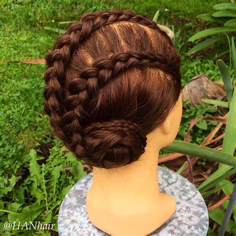 Two Dutch Lace Braids Into A Braided Bun Hair Braids Hair Styles