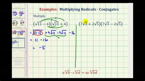 You have a number which you want to compute its square root (num) and you have a guess of its square root (estimate). Ex: Multiply Radical Conjugates - Square Roots - YouTube