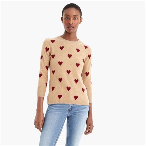 Jcrew Everyday Cashmere Crewneck Sweater With Intarsia Knit Hearts Lyst