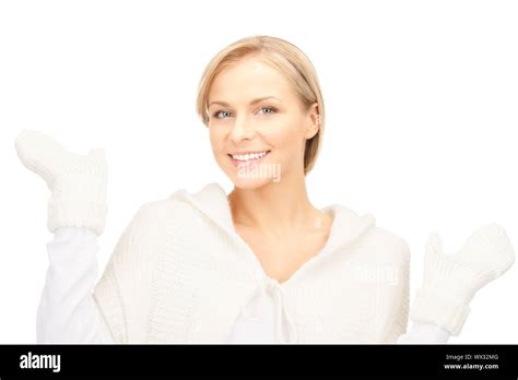 Picture Of Beautiful Woman In White Sweater Stock Photo Alamy