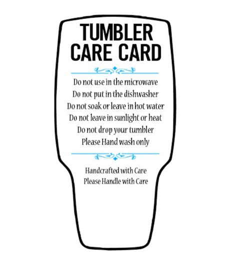 Tumbler Care Card Svg Png Pdf Printable Cutout Etsy The Best Porn Website