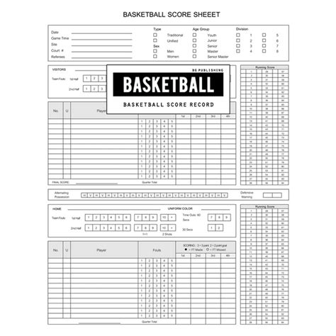 Bg Publishing Basketball Score Record Basketball Scoring Game Sheet