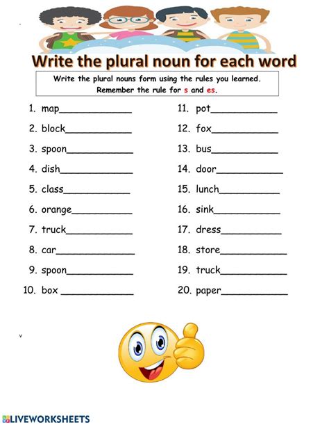 Regular Plural Nouns Worksheet