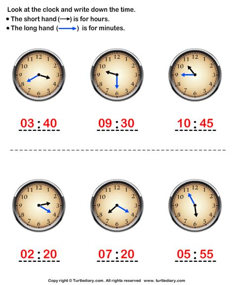 Write Clock Times Answers