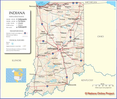 Indiana Map Of The United States Of America