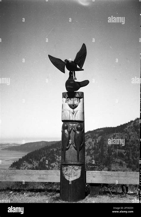 A Totem Pole Vancouver Island British Columbia Canada 1941 Photo