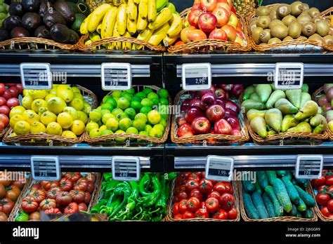Vegetable And Fruit Section In Supermarket Stock Photo Alamy